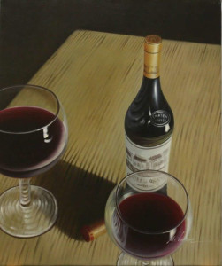 l'chayim (painting of wine bottle)