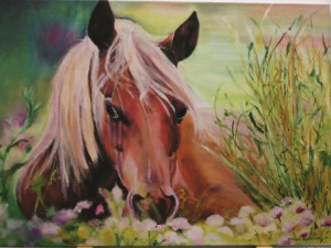 Stop and Smell the Flowers (horse, geclee)