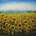 Sun Flowers forever high gloss acrylic abstract (paintings in Boca Raton)